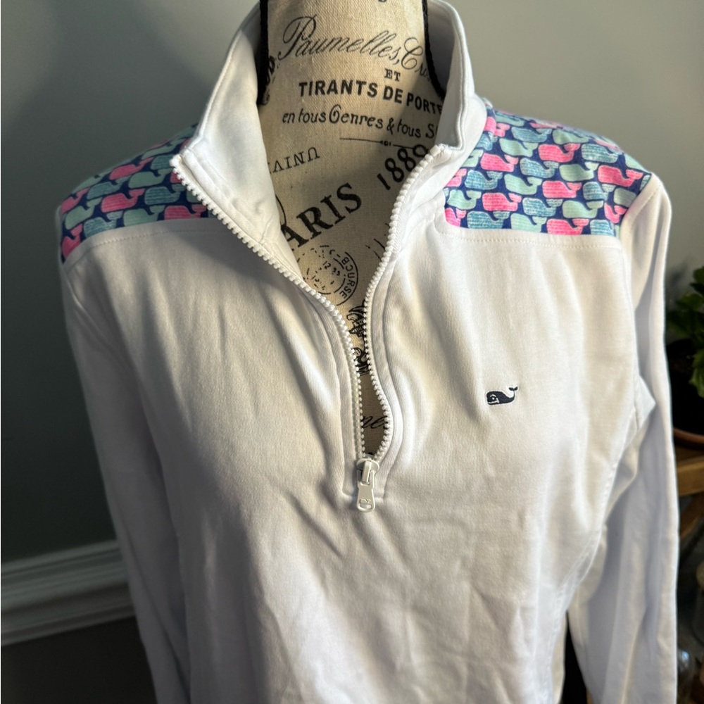 Vineyard Vines White Pullover with Pink and Blue Details - Picture 5 of 8